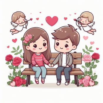 Romantic card with a couple in love. High quality photo