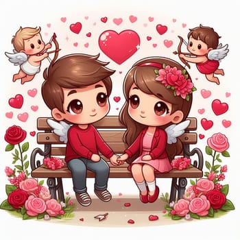 Romantic card with a couple in love. High quality photo