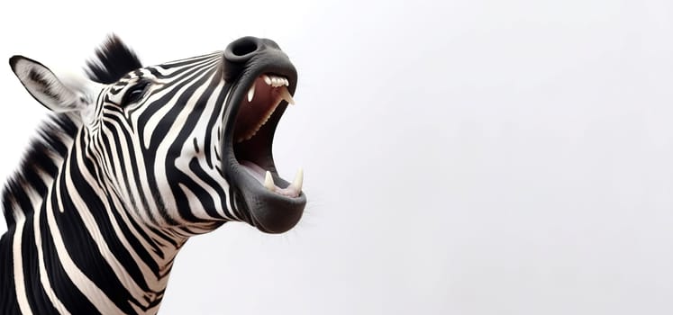 Zebra scream banner. Screaming wild animal. Generate Ai