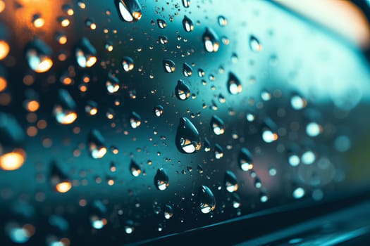 Water droplets car window. Clear wipe wax. Generate Ai