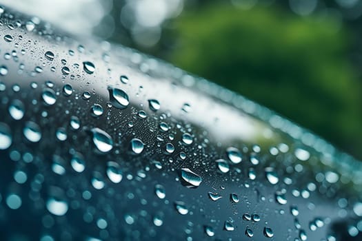 Water rain droplets car window. Wet texture. Generate Ai