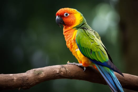 Colorful parrot bird. Natural wing tropical. Generate Ai