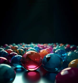 Colorful spheres glass banner. Glow clean. Generate Ai