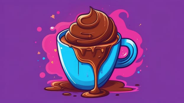 Delicious ice cream coffee dessert in cup, beautifully presented on vibrant pink background. For advertising, banner, relaxation, lifestyle, menu, dessert, culinary, cafe themed content. Copy space