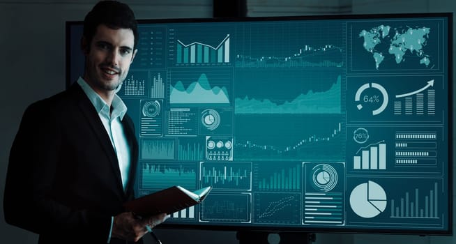 Data Analysis for Business and Finance Concept. interface showing future computer technology of profit analytic, online marketing research and information report for digital business strategy. uds