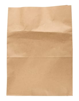 A large empty brown kraft paper bag for packaging products in stores on an isolated background