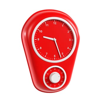 A red clock with white. High quality 3d illustration