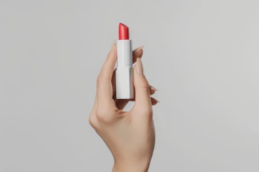 mockup style lipstick in the hand shot. Generative AI.