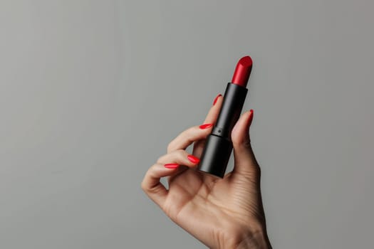 mockup style lipstick in the hand shot. Generative AI.