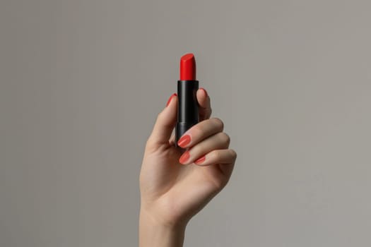 mockup style lipstick in the hand shot. Generative AI.