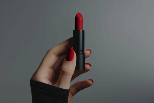 mockup style lipstick in the hand shot. Generative AI.