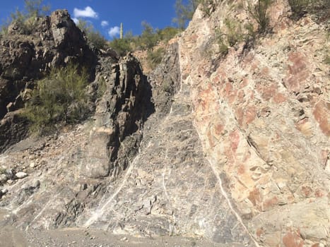 Geology Rock Contact Boundary with Large Quartz Veins in Arizona . High quality photo