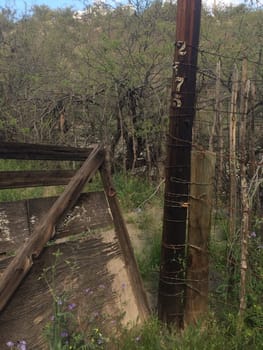 Abandoned Ranch Corral and Wooden Post In Arizona . High quality photo