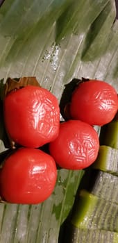 Kue carabikang or Bol Jaran cake or kue ku is traditional javanese, indonesian cake snack made from rice flour with green beans filling