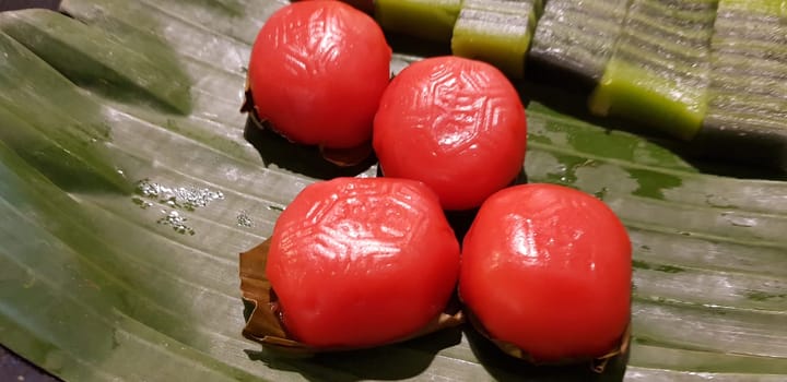 Kue carabikang or Bol Jaran cake or kue ku is traditional javanese, indonesian cake snack made from rice flour with green beans filling