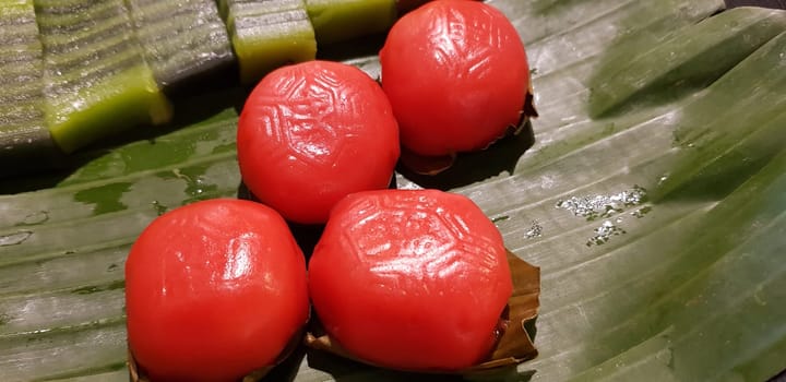 Kue carabikang or Bol Jaran cake or kue ku is traditional javanese, indonesian cake snack made from rice flour with green beans filling