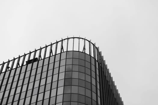 modern office skyscraper with glass windows. black and white
