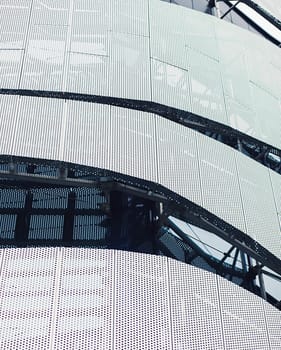 Modern exterior of metallic office building