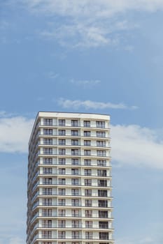 Minsk, Belarus- August 2019: modern residential building against the blue sky