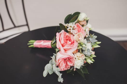 beautiful fresh wedding bouquet of the bride