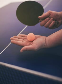 tennis table, hand with racket, ping pong