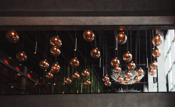 modern lamps in luxury interior restaurant or cafe