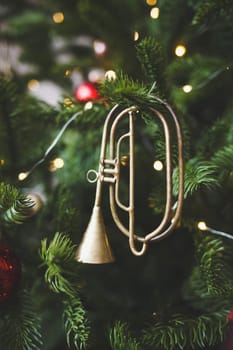 vintage toys decorated on Christmas tree