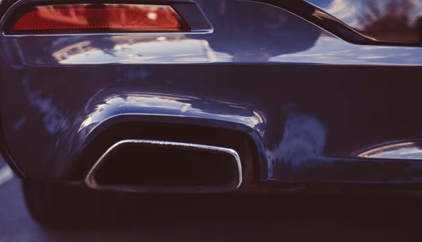 Close up of a modern car exhaust pipe