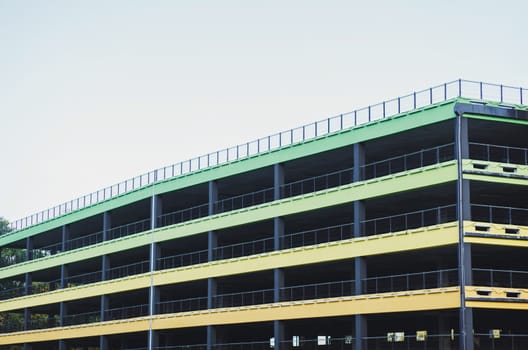 city multi-level parking with places for cars