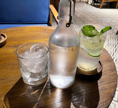 Mojito summer refreshing bar drinks cocktail with ice, citrus and mint sweet and fresh