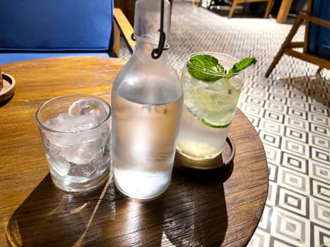 Mojito summer refreshing bar drinks cocktail with ice, citrus and mint sweet and fresh