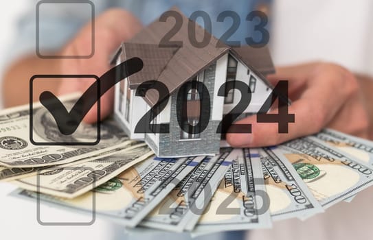 virtual interface target in the year 2024 icons, Plans to accelerate corporate expansion and growth until 2024. Beginning 2024 New Year's business planning. High quality photo