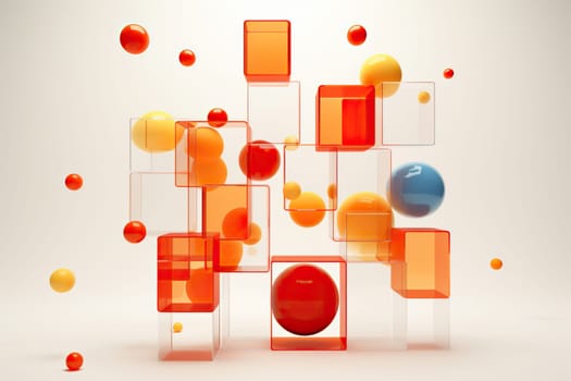 Abstract background with holographic cubes on a white background.