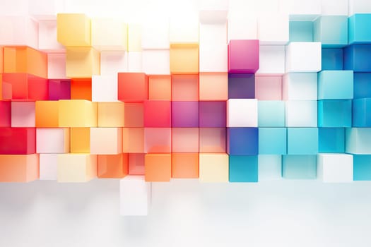 Abstract horizontal background with colored cubes.