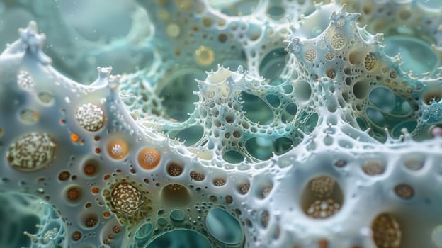 Detailed view of water bubbles with intricate patterns underwater.