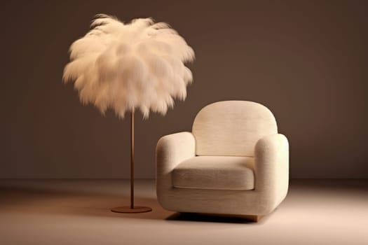 Armchair in minimal living room. Generative AI.