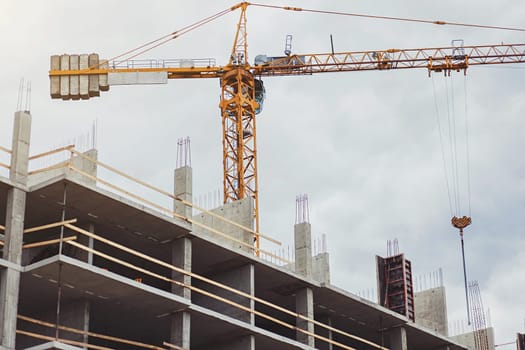 construction site with crane for new home