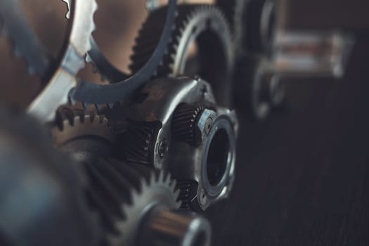 engine gears wheels, closeup view