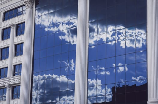 Architecture and windows of ancient style classical building