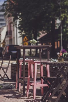 Old street cafe in Europe city 