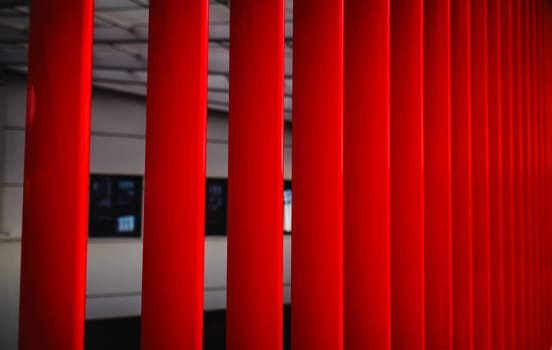 red metal panels on the building. modern architecture