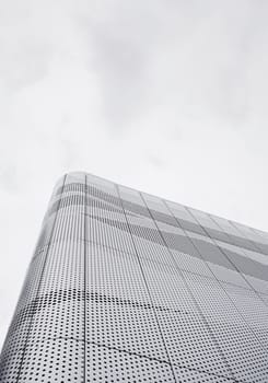 Metal geometric shape of a modern building