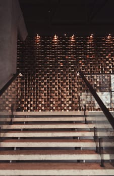 stairs in luxury restaurant interior in loft style