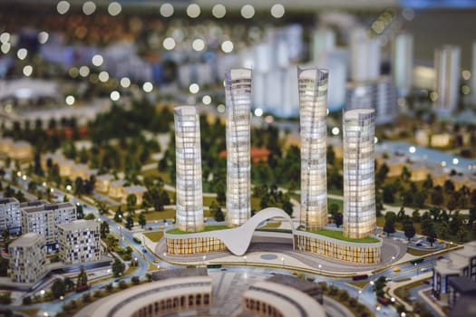view of modern buildings in miniature. loan and mortgage