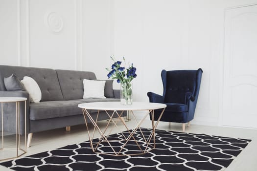 Spacious classic living room in modern style. Stylish interior 