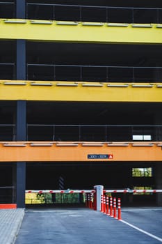 Parking in a residential building. Outdoor underground parking for cars