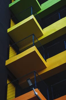 modern architecture with yellow elements of the parking