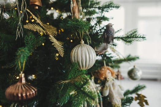 Christmas balls hanging on the christmas tree