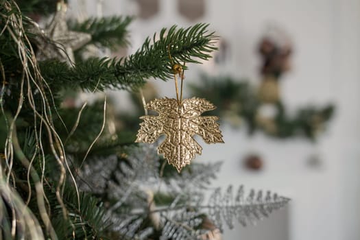 Beautiful decorated Christmas tree closeup