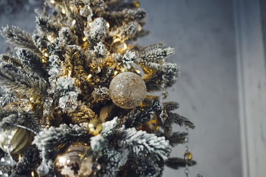 Beautiful decorated christmas tree. happy new year 2021